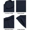 COOFANDY Mens Linen Sets 2 Piece Long Sleeve Button Down Cuban Shirt and Pants Set Summer Beach Set Outfits(Navy Blue)