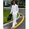 COOFANDY Mens Linen Sets 2 Piece Long Sleeve Button Down Cuban Shirt and Pants Set Summer Beach Set Outfits(White)