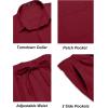 COOFANDY Mens Linen Sets 2 Piece Long Sleeve Button Down Cuban Shirt and Pants Set Summer Beach Set Outfits(Wine Red)