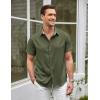 COOFANDY Mens Linen Shirt Casual Short Sleeve Button Down Shirts Summer Beach Vacation Tops(Army Green)