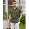 COOFANDY Mens Linen Shirt Casual Short Sleeve Button Down Shirts Summer Beach Vacation Tops(Army Green)