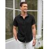 COOFANDY Mens Linen Shirt Casual Short Sleeve Button Down Shirts Summer Beach Vacation Tops(Black)