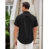COOFANDY Mens Linen Shirt Casual Short Sleeve Button Down Shirts Summer Beach Vacation Tops(Black)