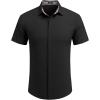 COOFANDY Mens Linen Shirt Casual Short Sleeve Button Down Shirts Summer Beach Vacation Tops(Black)