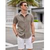 COOFANDY Mens Linen Shirt Casual Short Sleeve Button Down Shirts Summer Beach Vacation Tops(Brown)