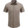 COOFANDY Mens Linen Shirt Casual Short Sleeve Button Down Shirts Summer Beach Vacation Tops(Brown)