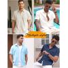 COOFANDY Mens Linen Shirt Casual Short Sleeve Button Down Shirts Summer Beach Vacation Tops(Champagne)
