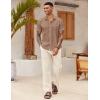 COOFANDY Mens Linen Shirt Casual Short Sleeve Button Down Shirts Summer Beach Vacation Tops(Dark Khaki)