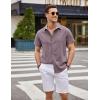 COOFANDY Mens Linen Shirt Casual Short Sleeve Button Down Shirts Summer Beach Vacation Tops(Date Red)