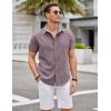 COOFANDY Mens Linen Shirt Casual Short Sleeve Button Down Shirts Summer Beach Vacation Tops(Date Red)