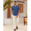 COOFANDY Mens Linen Shirt Casual Short Sleeve Button Down Shirts Summer Beach Vacation Tops(Galaxy Blue)