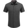 COOFANDY Mens Linen Shirt Casual Short Sleeve Button Down Shirts Summer Beach Vacation Tops(Gray)