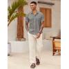 COOFANDY Mens Linen Shirt Casual Short Sleeve Button Down Shirts Summer Beach Vacation Tops(Grey)