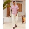 COOFANDY Mens Linen Shirt Casual Short Sleeve Button Down Shirts Summer Beach Vacation Tops(Icy Pink)