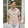 COOFANDY Mens Linen Shirt Casual Short Sleeve Button Down Shirts Summer Beach Vacation Tops(Khaki)