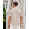 COOFANDY Mens Linen Shirt Casual Short Sleeve Button Down Shirts Summer Beach Vacation Tops(Khaki)