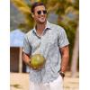 COOFANDY Mens Linen Shirt Casual Short Sleeve Button Down Shirts Summer Beach Vacation Tops(Leaf-grey)