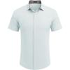 COOFANDY Mens Linen Shirt Casual Short Sleeve Button Down Shirts Summer Beach Vacation Tops(Light Blue)
