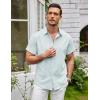 COOFANDY Mens Linen Shirt Casual Short Sleeve Button Down Shirts Summer Beach Vacation Tops(Light Blue)