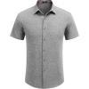 COOFANDY Mens Linen Shirt Casual Short Sleeve Button Down Shirts Summer Beach Vacation Tops(Light Gray)