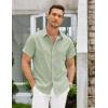 COOFANDY Mens Linen Shirt Casual Short Sleeve Button Down Shirts Summer Beach Vacation Tops(Light Green)