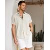 COOFANDY Mens Linen Shirt Casual Short Sleeve Button Down Shirts Summer Beach Vacation Tops(Light Khaki)