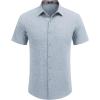 COOFANDY Mens Linen Shirt Casual Short Sleeve Button Down Shirts Summer Beach Vacation Tops(Navy)