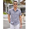 COOFANDY Mens Linen Shirt Casual Short Sleeve Button Down Shirts Summer Beach Vacation Tops(Navy Blue)