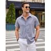 COOFANDY Mens Linen Shirt Casual Short Sleeve Button Down Shirts Summer Beach Vacation Tops(Navy Blue)