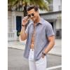 COOFANDY Mens Linen Shirt Casual Short Sleeve Button Down Shirts Summer Beach Vacation Tops(Navy Blue)