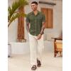 COOFANDY Mens Linen Shirt Casual Short Sleeve Button Down Shirts Summer Beach Vacation Tops(Olive Green)
