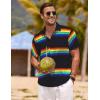 COOFANDY Mens Linen Shirt Casual Short Sleeve Button Down Shirts Summer Beach Vacation Tops(Rainbow)