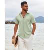 COOFANDY Mens Linen Shirt Casual Short Sleeve Button Down Shirts Summer Beach Vacation Tops(Sage Green)