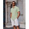 COOFANDY Mens Linen Shirt Casual Short Sleeve Button Down Shirts Summer Beach Vacation Tops(Sage Green)