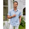 COOFANDY Mens Linen Shirt Casual Short Sleeve Button Down Shirts Summer Beach Vacation Tops(Sky Blue)