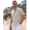 COOFANDY Mens Linen Shirt Casual Short Sleeve Button Down Shirts Summer Beach Vacation Tops(Stone)