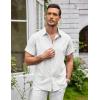 COOFANDY Mens Linen Shirt Casual Short Sleeve Button Down Shirts Summer Beach Vacation Tops(White)