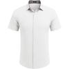 COOFANDY Mens Linen Shirt Casual Short Sleeve Button Down Shirts Summer Beach Vacation Tops(White)