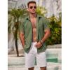 COOFANDY Men’s Linen Shirts Short Sleeve Casual Shirts Summer Beach Button Down Shirts with Pocket(Army Green)