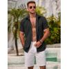 COOFANDY Men’s Linen Shirts Short Sleeve Casual Shirts Summer Beach Button Down Shirts with Pocket(Black)