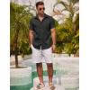 COOFANDY Men’s Linen Shirts Short Sleeve Casual Shirts Summer Beach Button Down Shirts with Pocket(Black)