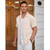 COOFANDY Men’s Linen Shirts Short Sleeve Casual Shirts Summer Beach Button Down Shirts with Pocket(Cream)