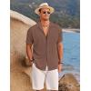 COOFANDY Men’s Linen Shirts Short Sleeve Casual Shirts Summer Beach Button Down Shirts with Pocket(Light Brown)