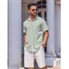 COOFANDY Men’s Linen Shirts Short Sleeve Casual Shirts Summer Beach Button Down Shirts with Pocket(Light Green)