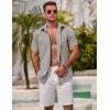 COOFANDY Men’s Linen Shirts Short Sleeve Casual Shirts Summer Beach Button Down Shirts with Pocket(Light Grey)