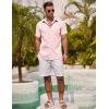 COOFANDY Men’s Linen Shirts Short Sleeve Casual Shirts Summer Beach Button Down Shirts with Pocket(Light Pink)