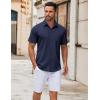 COOFANDY Men’s Linen Shirts Short Sleeve Casual Shirts Summer Beach Button Down Shirts with Pocket(Navy Blue)