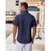 COOFANDY Men’s Linen Shirts Short Sleeve Casual Shirts Summer Beach Button Down Shirts with Pocket(Navy Blue)