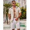 COOFANDY Men’s Linen Shirts Short Sleeve Casual Shirts Summer Beach Button Down Shirts with Pocket(Nude)