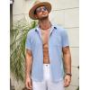 COOFANDY Men’s Linen Short Sleeve Button Down Shirts Casual Summer Beach Vacation Shirts(Angel Falls)